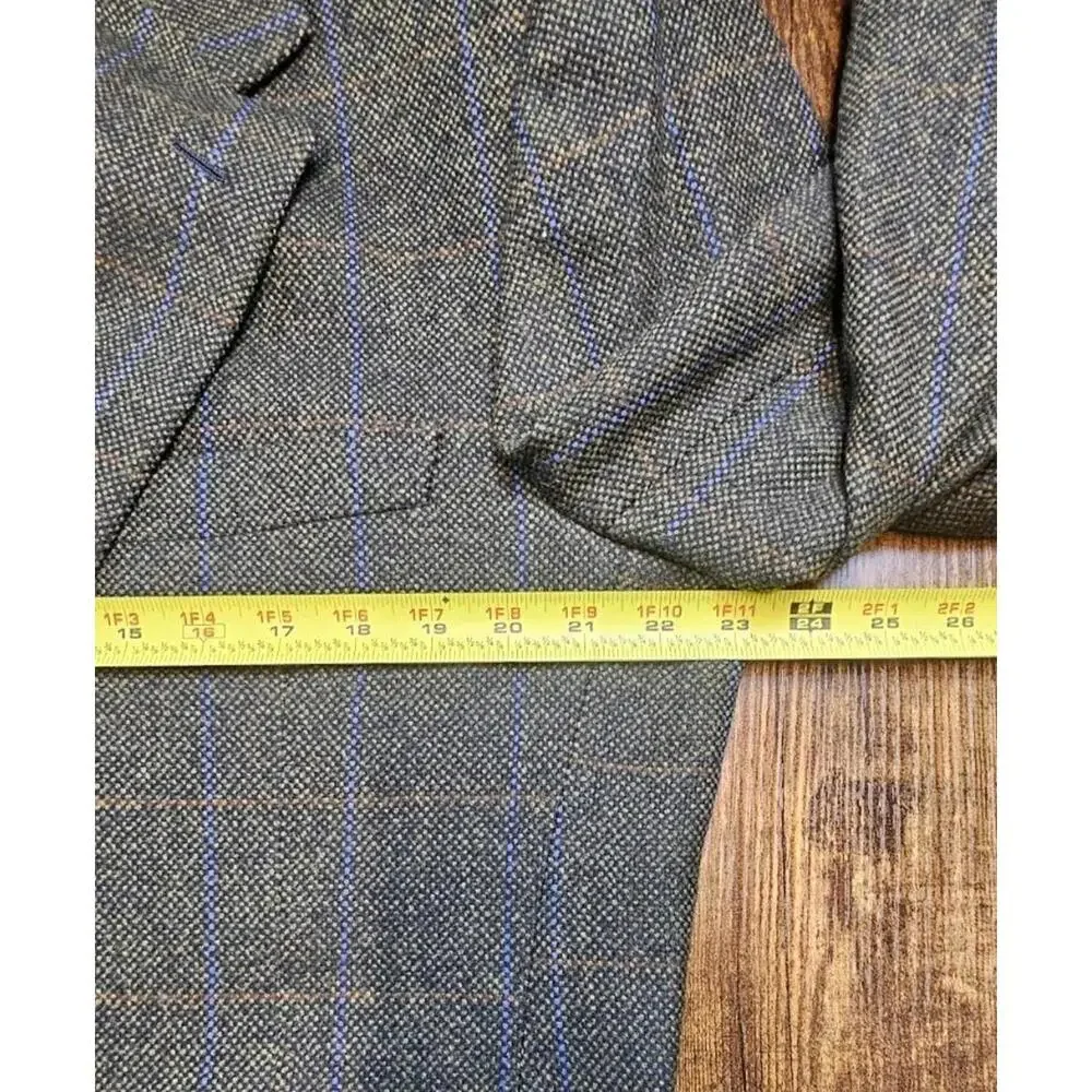 Saint Andrews Men's Wool Cashmere‎ 2 Button Sports Coat Italy Olive Windowpane